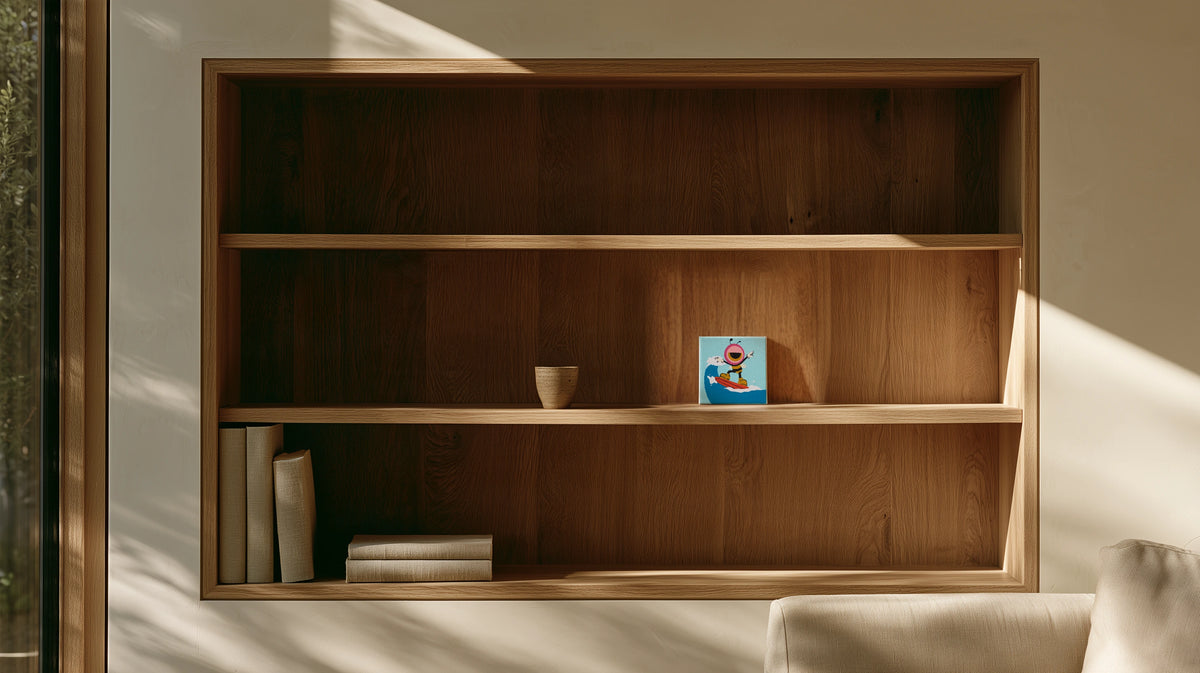 Ivo Spirov ochii mini Bee Wild on an oak shelf